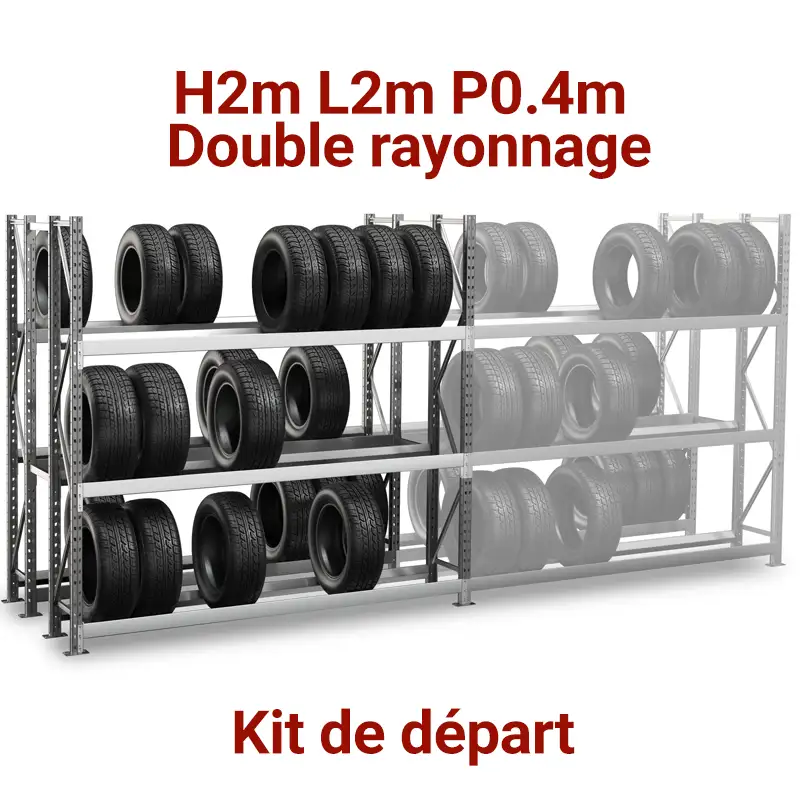 double-rayonnage-pneumatique-pneu-garage-auto-rangement-etagere-2m rayonnage espivol garage auto rangement pneumatique, rangement charge lourde