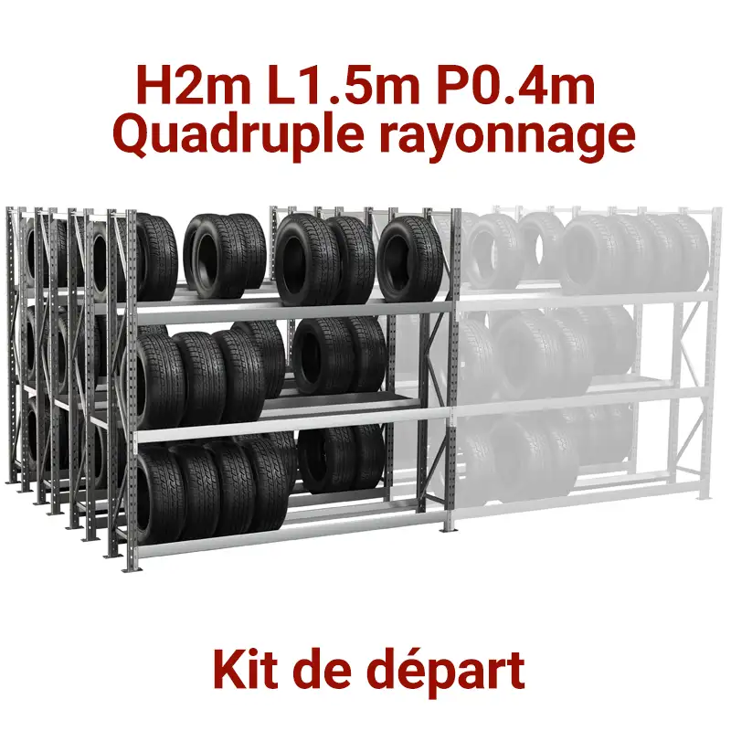 rayonnage-pneu-quadruple-4-profondeurs-rangement-pneumatique-garage-atelier-mecanique-mini-rack quadruple rayonnage pneu, rangement pneu 4 profondeurs EPSIVOL, étagère mini rack pneu