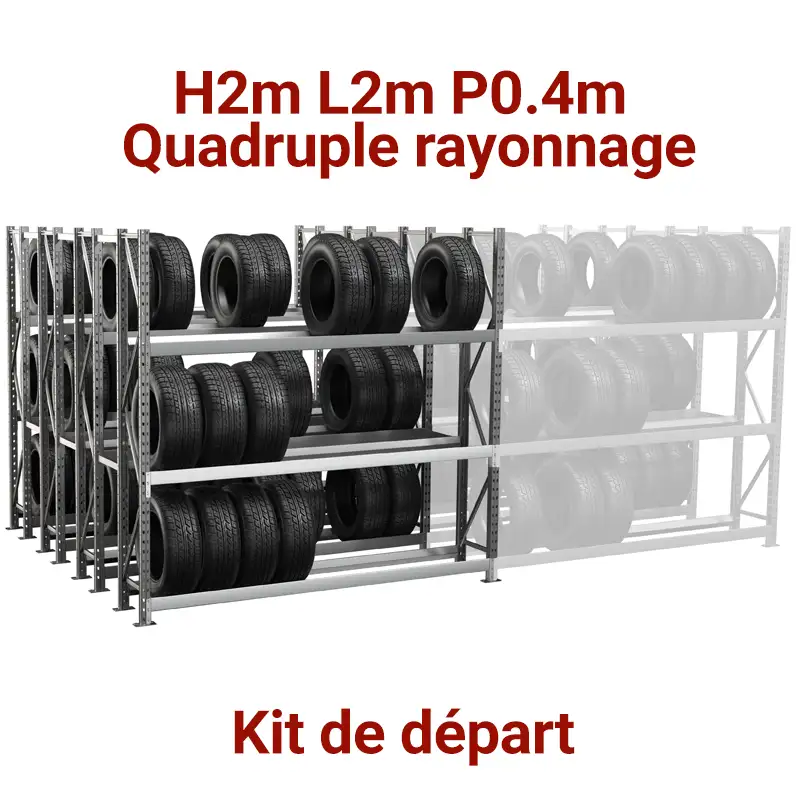 rayonnage-pneu-quadruple-4-profondeurs-rangement-pneumatique-garage-atelier-mecanique-rack quadruple profondeur rayonnage pney, pneu rayon magasin, atelier mécanique rangement