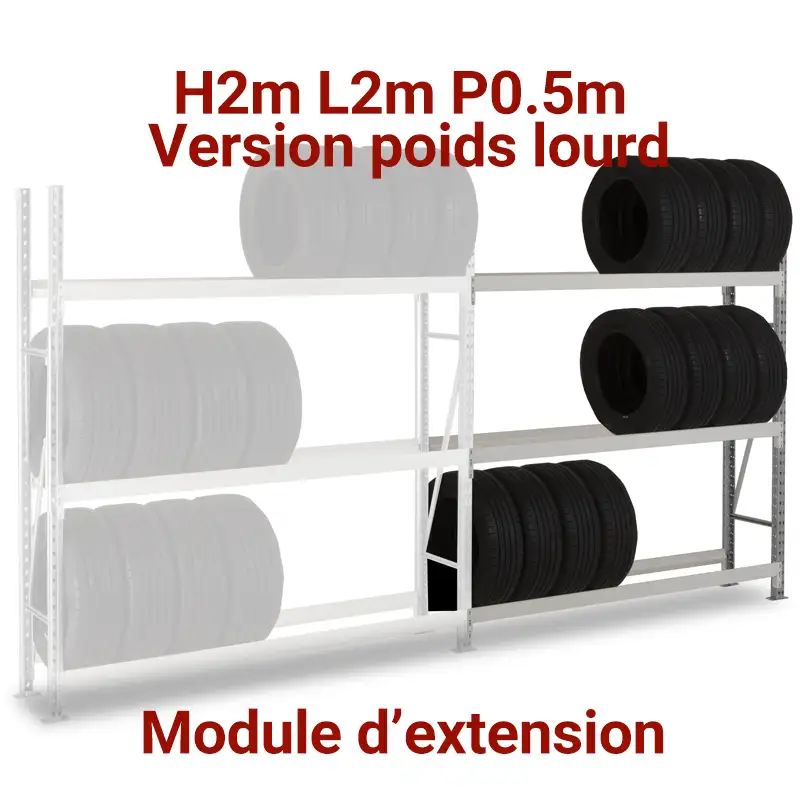 rayonnage-pneu-rack-metallique-pneumatique-rangement-garage-auto-poids-lourd-extension-2m rayonnage métallique pneumatique